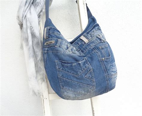 Oversized Denim Bag Slouchy Bag Large Hobo Bag Shoulder Etsy Denim