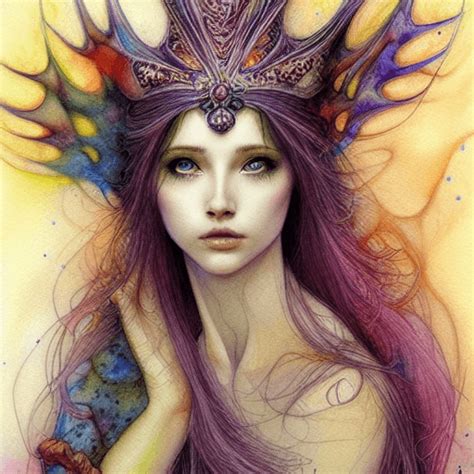 Princess Fractal Watercolor Hyper Realistic Detailed Fantasy Art Brian