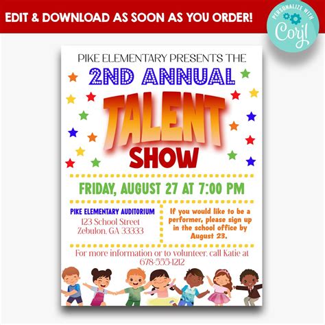 Editable School Talent Show Flyer Church Talent Show Flyer Printable