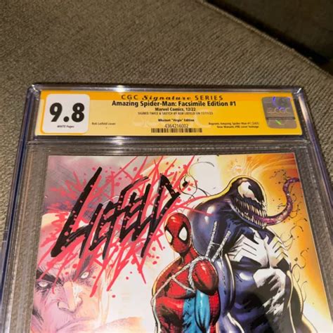 AMAZING SPIDER MAN Fac similé 1 CGC 9 8 signé et esquissé par Rob