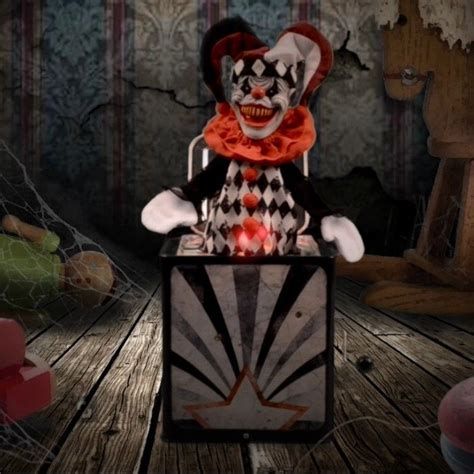 Animated Creepy Jester Clown Jack In The Box Halloween Haunted House