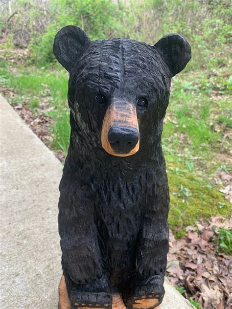 Bear Chainsaw Carving Bear Wood Carving Bear Sculpture Black Bear