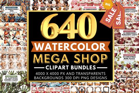 The Mega Watercolor Clipart Bundle Bundle · Creative Fabrica