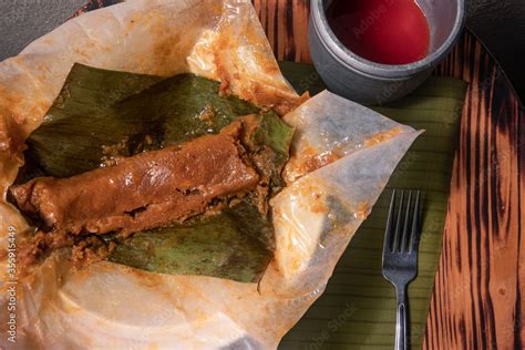 Los Pasteles Is A Typical Puerto Rican Food Made With Viands And Meat