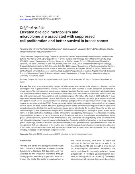 (PDF) Elevated bile acid metabolism and microbiome are associated with ...