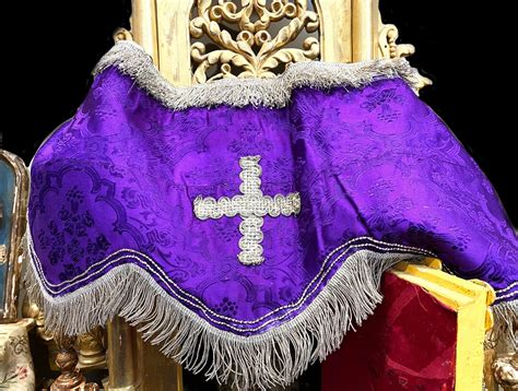 rare antique french religious convent work double side lyon silk