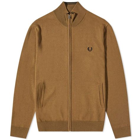 Fred Perry Men S Classic Zip Through Cardigan In Shaded Stone Fred Perry