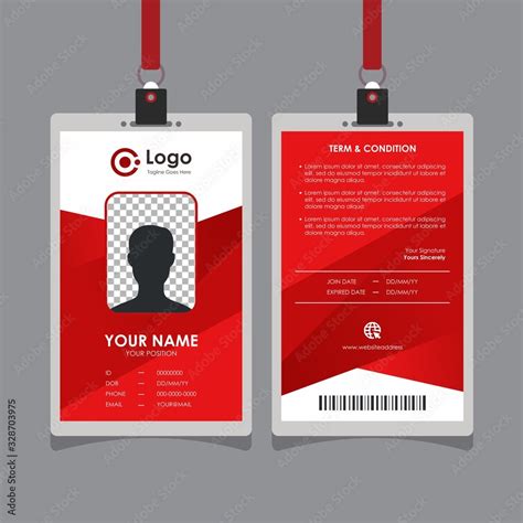 Simple Clean Red Geometric Id Card Design Professional Identity Card