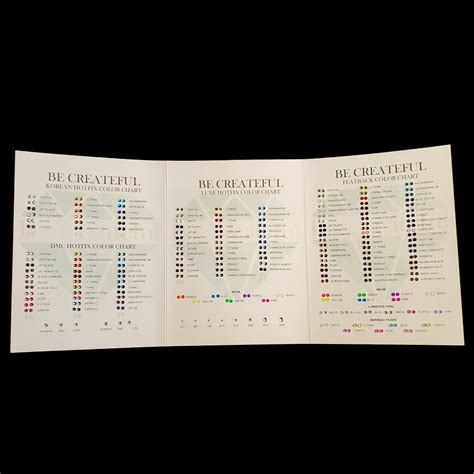 Be Createful Rhinestone Color Chart - Rhinestone Color Card - Rhinestone