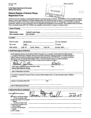 Fillable Online Register Of Historic Places Registration Form National