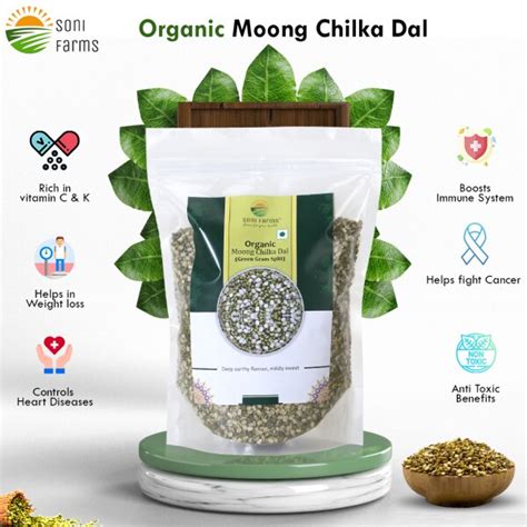 Soni Farms Organic Unpolished Moong Chilka Dal Green Gram Split 1