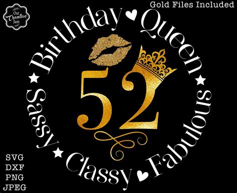 52nd Birthday Svg 52nd Birthday Svg For Women 52nd Svg 52 And Fabulous