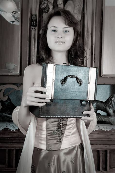 Brunette Girl In Vintage Flat Stock Photo Image Of Girl Decor 16076468