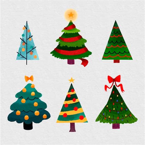 Free Vector | Watercolor christmas tree collection