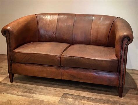 VINTAGE DUTCH SHEEPSKIN LEATHER SOFA