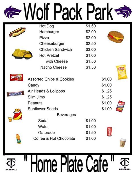 Concession Stand Ideas Menus