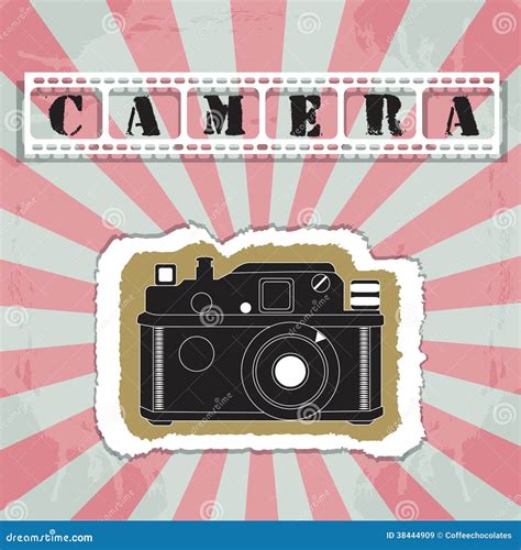 Retro Camera In A Scrapbook Style Vector Stock Vector Illustration Of