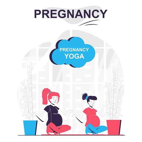 Premium Vector Pregnancy Yoga Isolated Cartoon Concept Pregnant Women