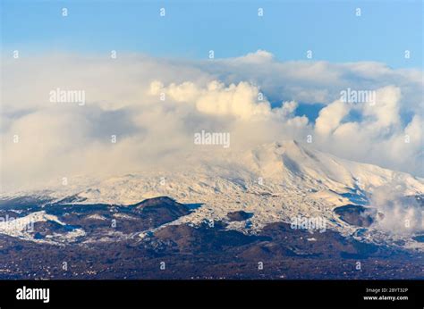 Snow on Mount Etna Stock Photo - Alamy