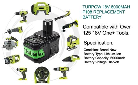 Amazon TURPOW 6 0Ah 18V High Capacity Lithium Ion Replacement