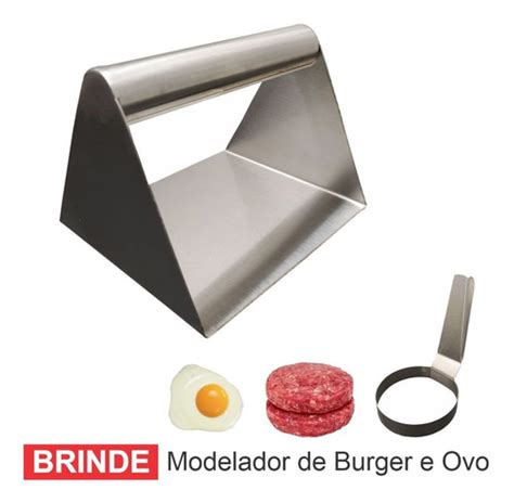 Prensador De Hamburguer Smash Burguer Prensa Aço Inox Brinde