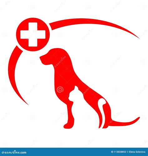 Logotipo De La Clínica Del Animal Doméstico Con El Perro Gato Silueta