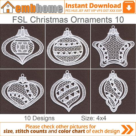 Fsl Christmas Ornaments Free Standing Lace Machine Embroidery Designs