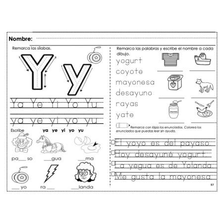 Traza Escribe Colorea Y Lee La Letra Y