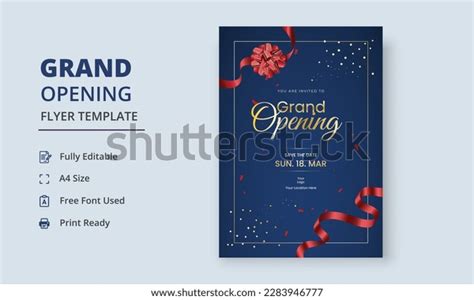 Grand Opening Flyer Template Realistic Grand Stock Vector (Royalty Free ...