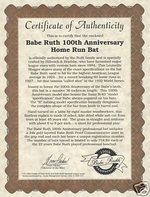 Babe Ruth Limited Edition Commemorative Baseball Bat