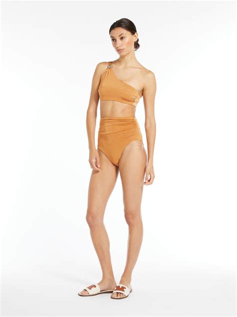 Jersey And Lurex One Shoulder Bikini Top Orange ALEXIA Max Mara