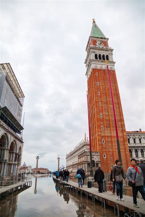 San Marco Square in Venice during a Flood Editorial Stock Image - Image ...