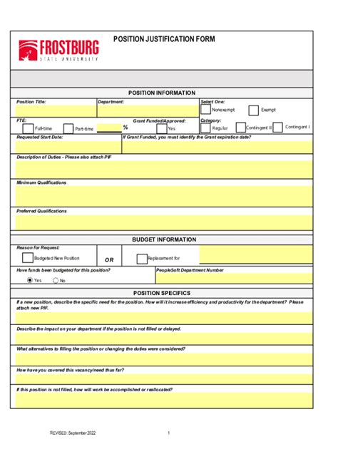 Fillable Online Position Justification Form Fax Email Print Pdffiller