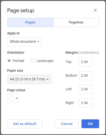 Create Google doc - defaults to Letter size rather than A4? - How To ...