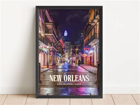 New Orleans Retro Wall Art New Orleans Canvas New Orleans Framed