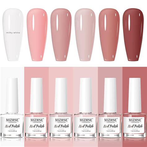 Amazon MIZHSE Nail Polish Set Classic Nude Colors Collection Milky White Nude Pink