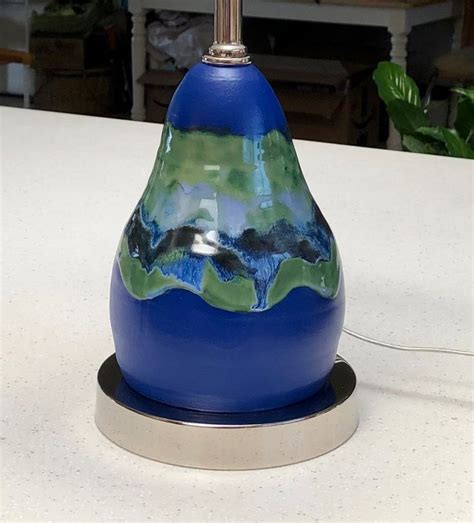 Pear Shaped Electric Blue Unique Lamps Handthrown Pottery Etsy In 2022 Ceramic Lamp Modern