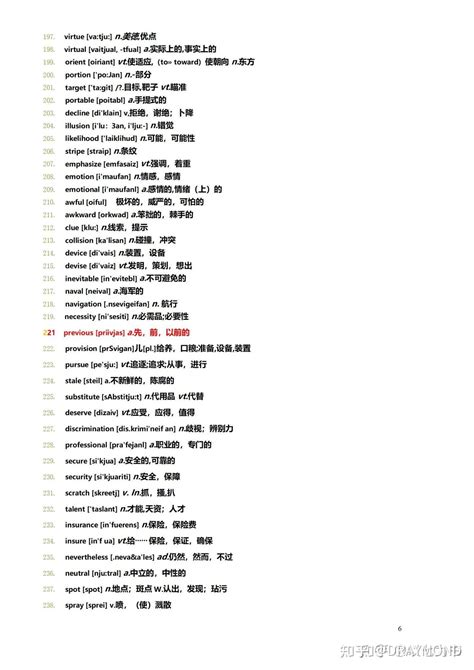 2021年12月英语四级高频核心词汇700个 知乎