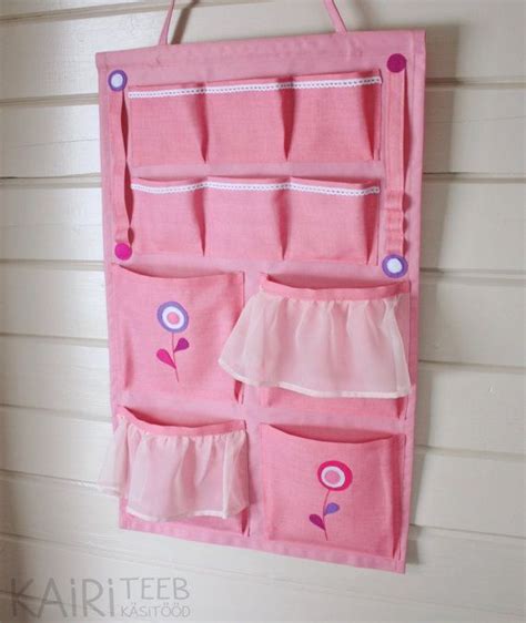 Wall Organizer Pink Girls Room Hanging Pocket Storage For Hair Accessories Or Toys Organizing