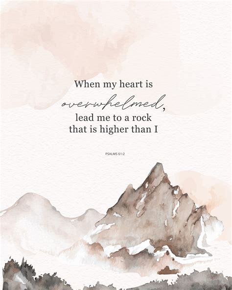 Bible Verse Printable When My Heart Is Overwhelmed Typography Poster