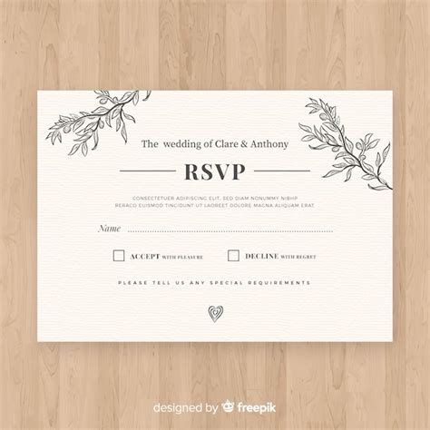 Free Vector | Wedding rsvp card