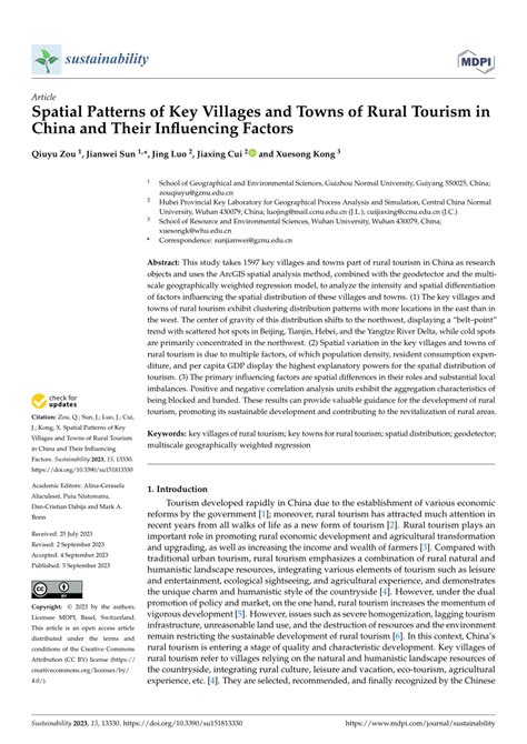 PDF Spatial Patterns Of Key Villages And Towns Of Rural Tourism In