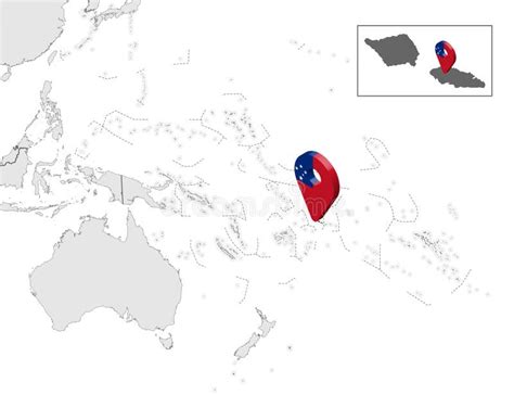 Location Map of Samoa on Map Oceania and Australia. 3d Samoa Flag Map ...