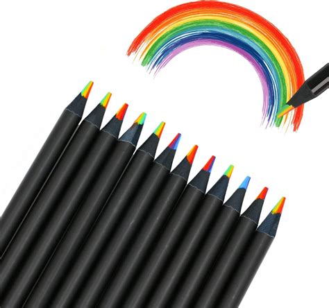 CiciIng Lot De 12 Crayons Arc En Ciel 7 En 1 Pour Adultes Crayons