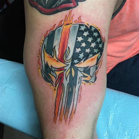 Punisher Skull Flag Tattoo