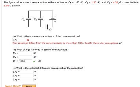 Solved The Figure Below Shows Three Capacitors With