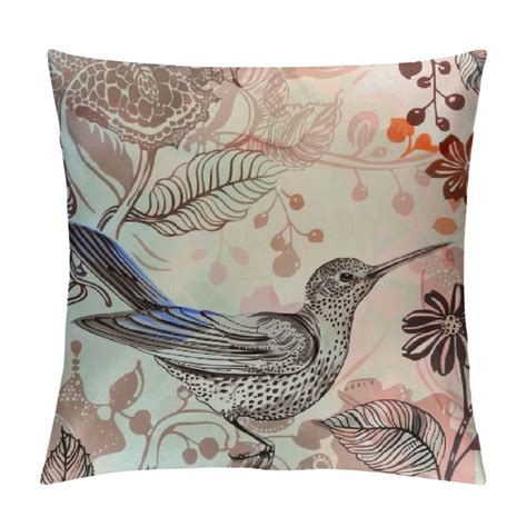 Shiartex Spring Hummingbird Flowers Throw Pillow Covers Pillow Cases