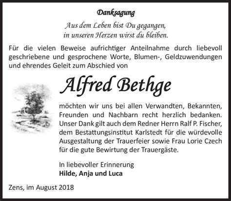 Traueranzeigen Von Alfred Bethge Abschied Nehmen De