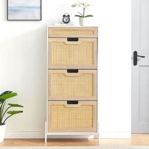 Amazon Gaomon Natural Rattan Flip Door With Drawer Shoe Rack