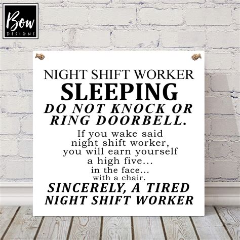 Night Shift Worker Sign Nurses Sleeping Do Not Disturb Etsy Uk